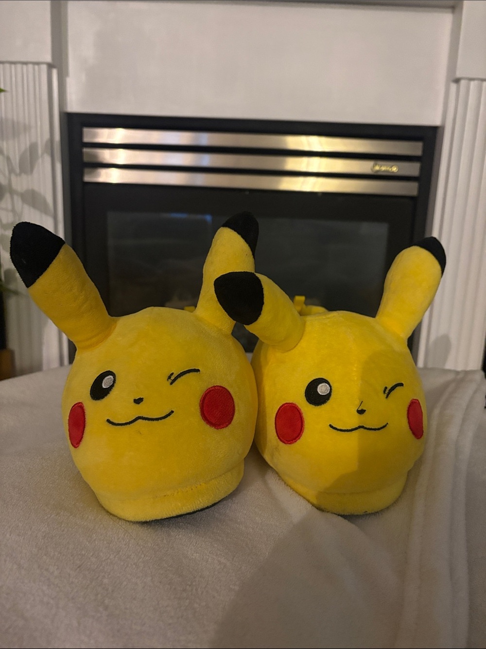 Ground Up Pikachu Kids Plush Slippers - Yellow Size 4/5